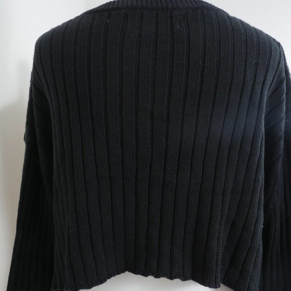 Seek The Label Black Ribbed Cropped Long Sleeve Size Small Sweater - Picture 7 of 11